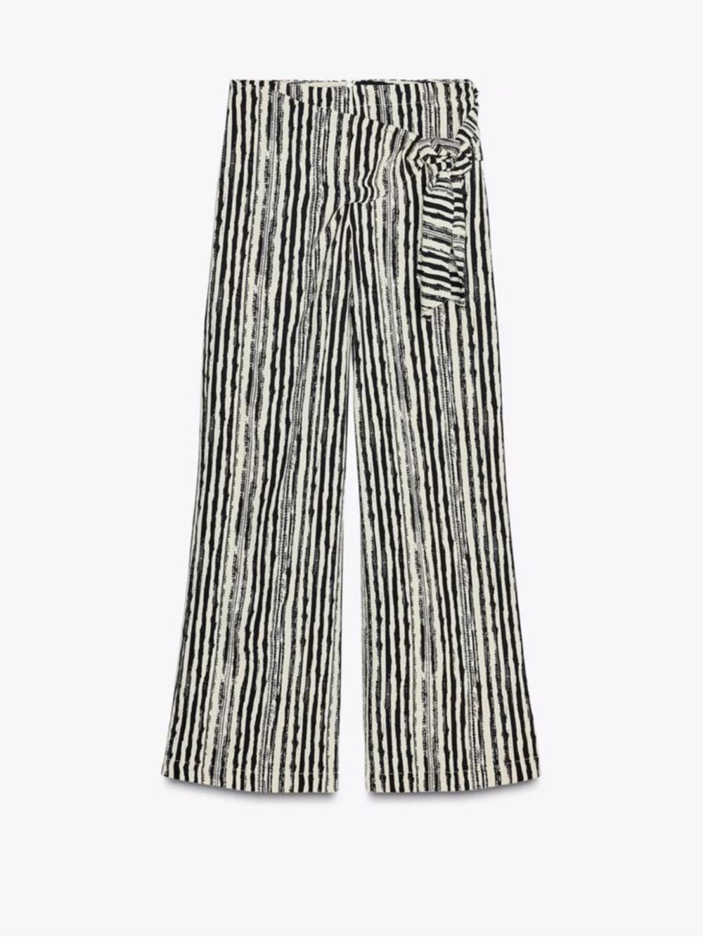 Zara Black and Cream Patterned summer linen pants